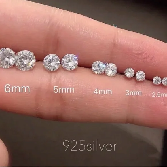 925 STERLING SILVER 6MM Round Cut AAA Crystal CZ Studs Anti Tarnish - Picture 3 of 3
